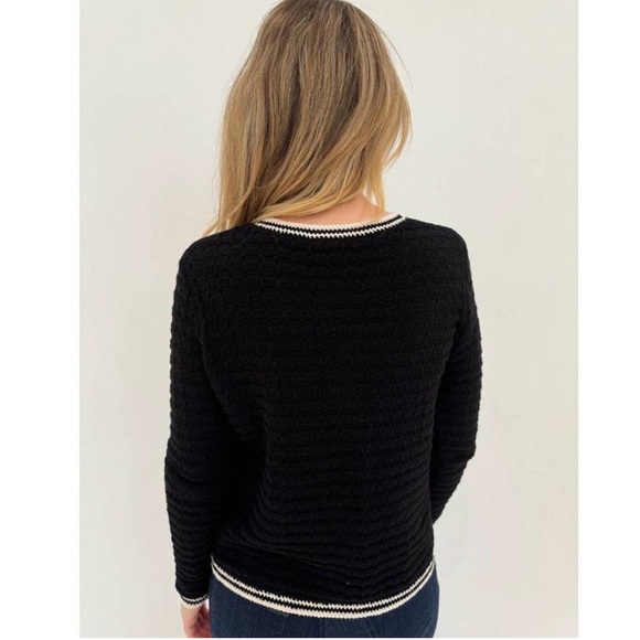 Peace of Cloth Black and White Knit Cardigan Sweater - Picture 4 of 7